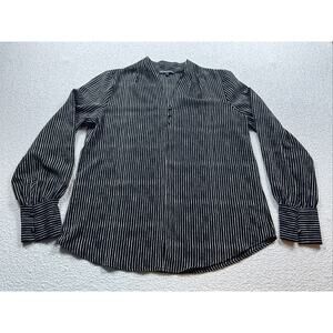 Adrianna Papell Women Black Long Sleeve Blouse M